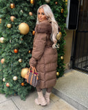 Hallie Padded Coat with Fur Hood  - Chocolate