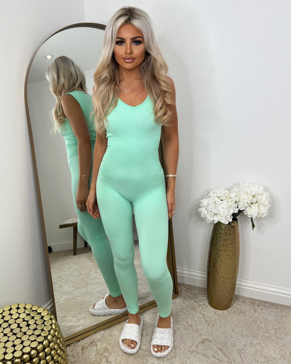 Megan Sleeveless Unitard Jumpsuit - Mint