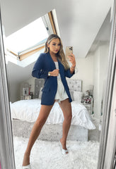 Tracey Ruched Sleeve Blazer - Navy